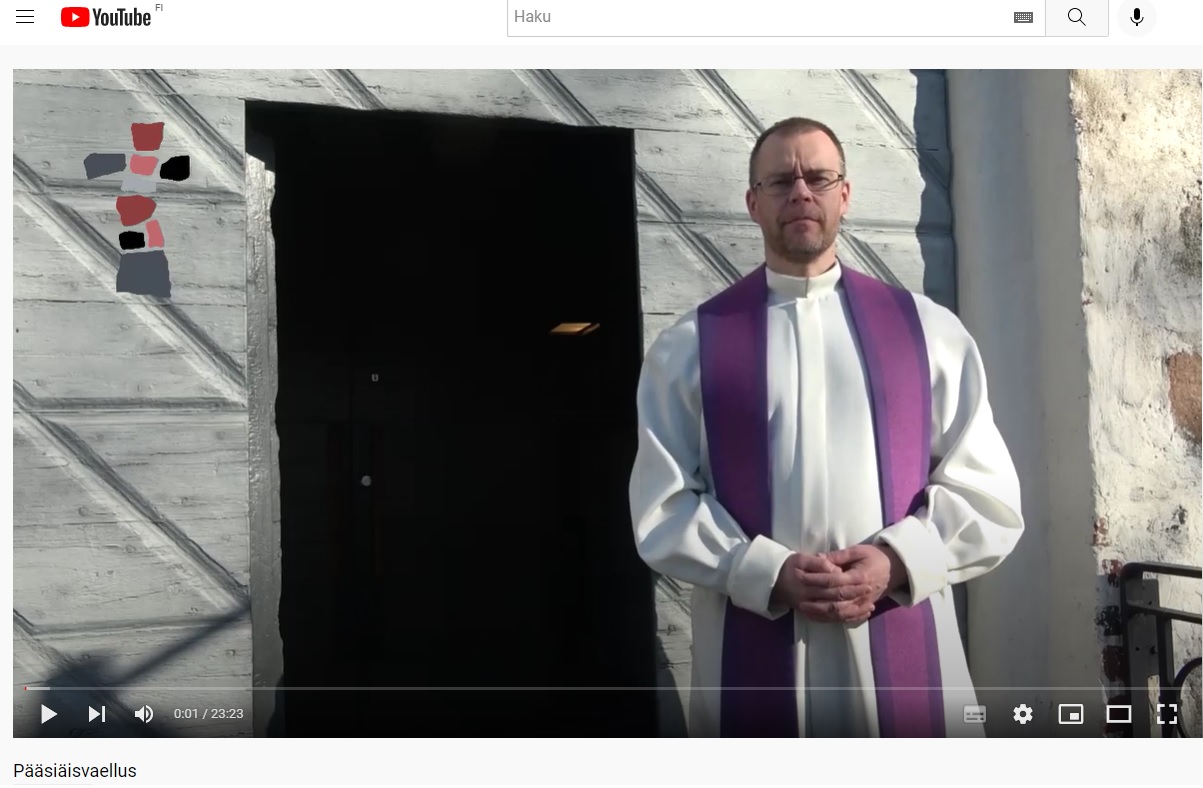 Kuvassa Mynämäen seurakunnan pääsiäisvaellusvideon alkukuva.