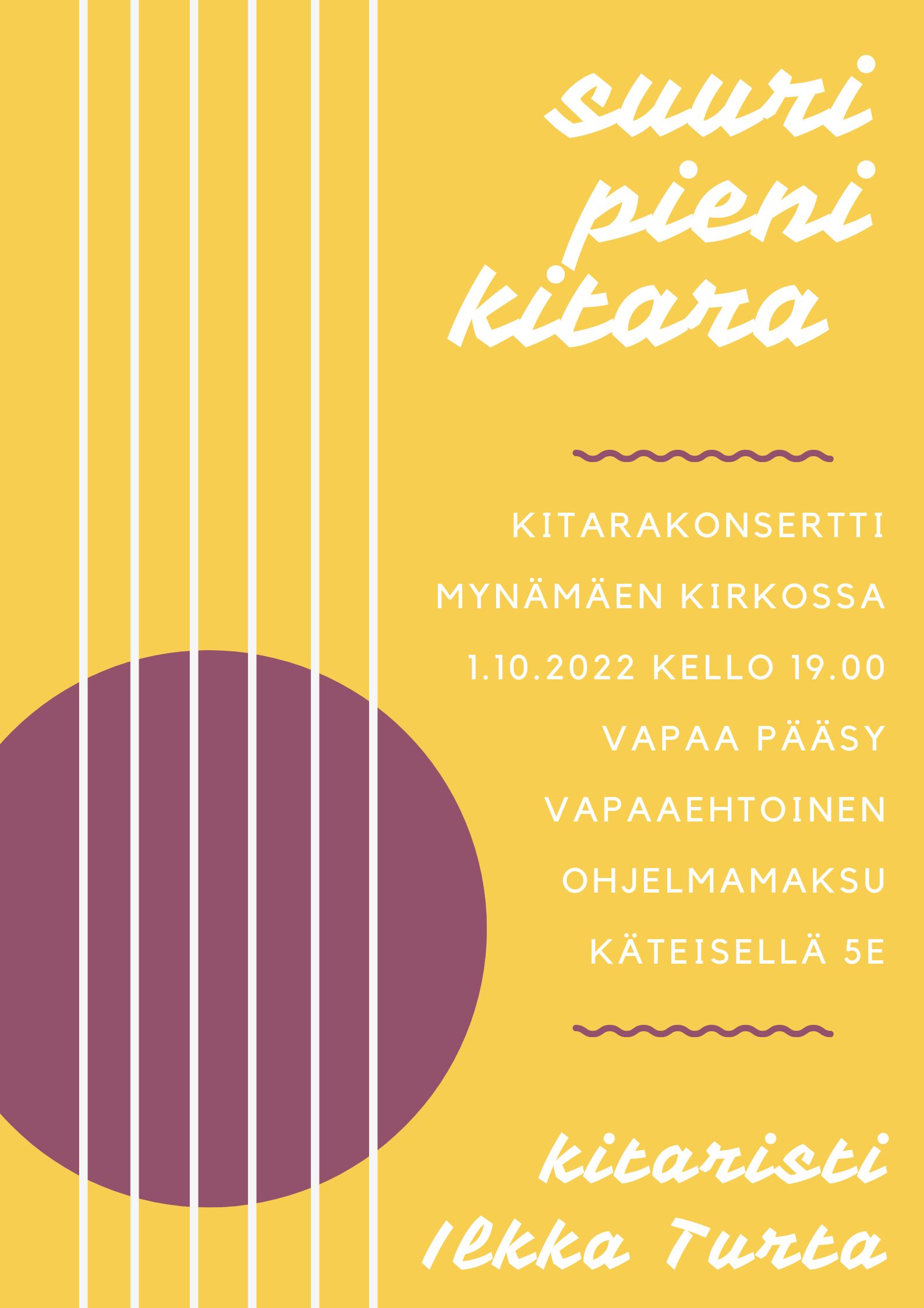 Kitarakonsertti Mynämäen kirkossa 1.10.2022 klo 19.00