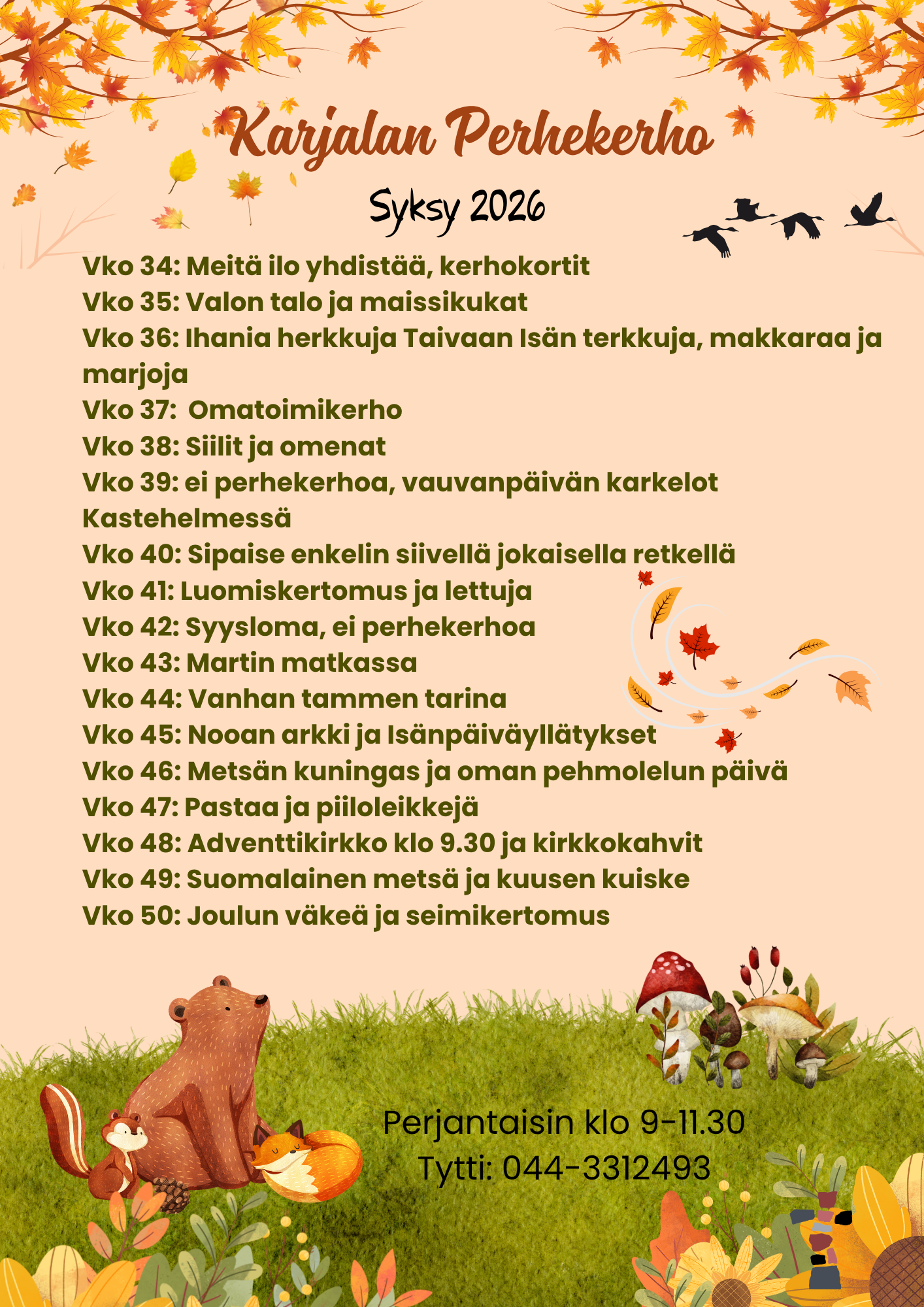 Perhekerhon viikko-ohjelma