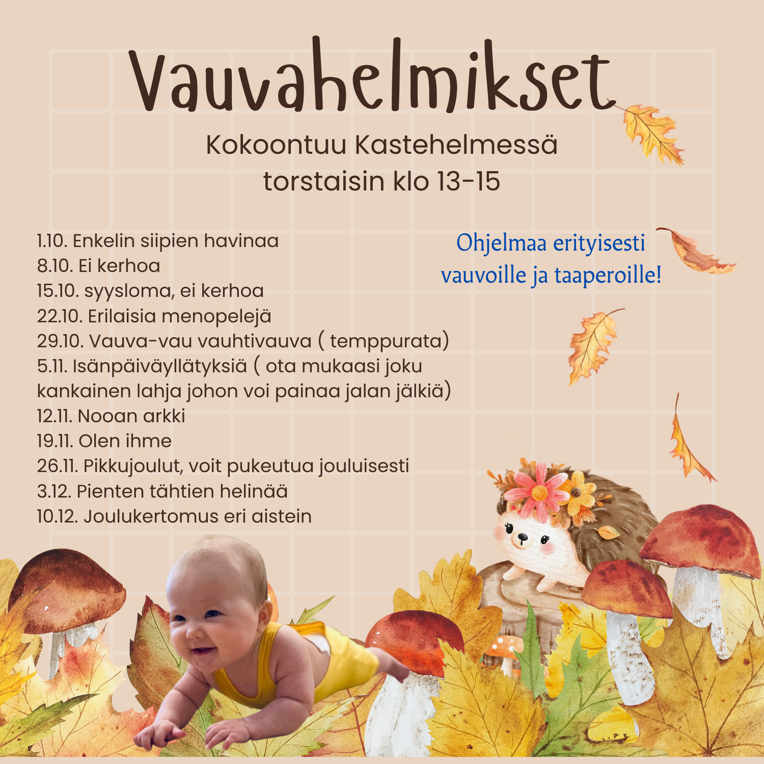 Vauvahelmisten viikko-ohjelma