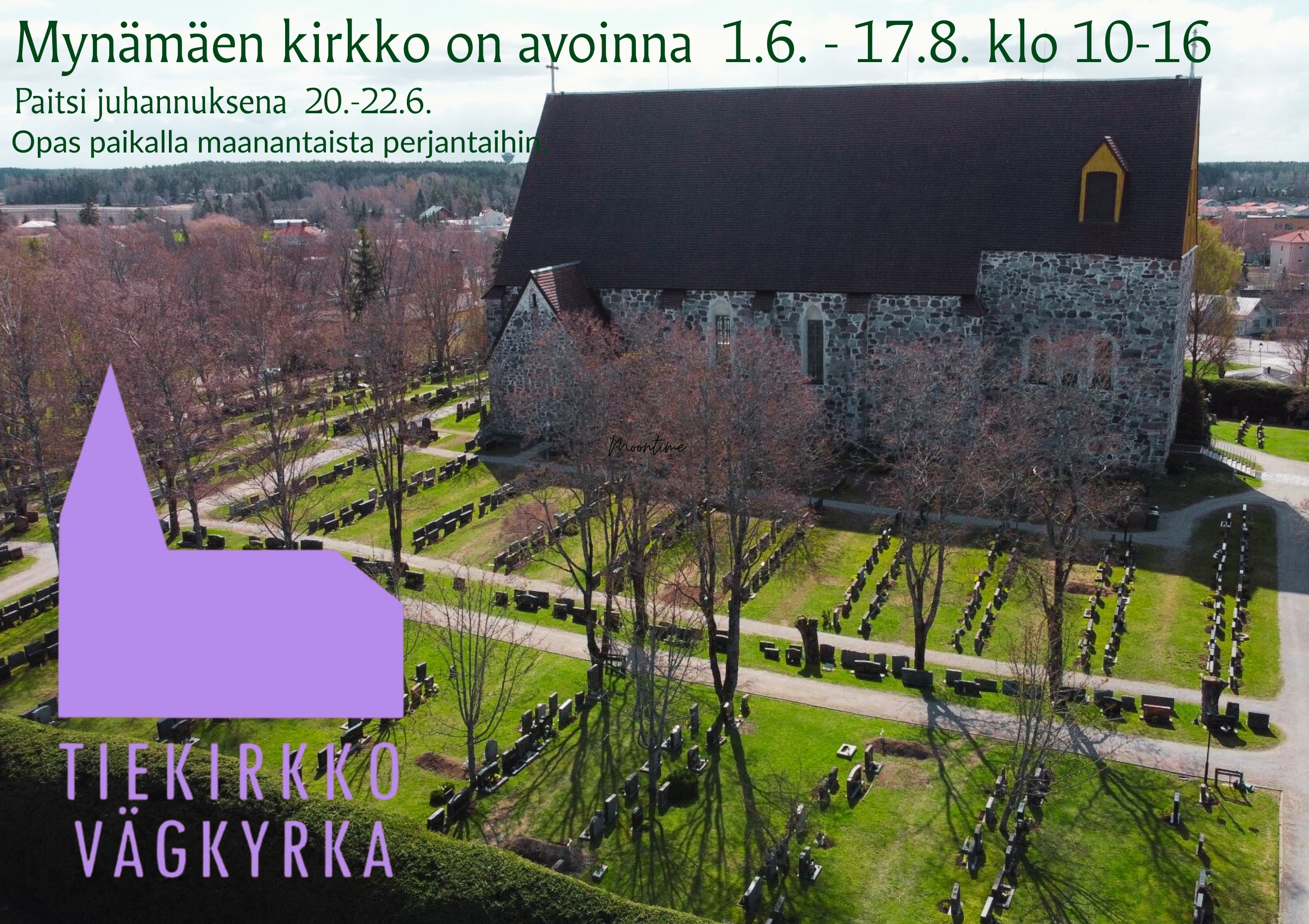 Mynämäen kirkko avoinna tiekirkkona 1.6.-17.8.2025 klo 10-16
